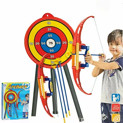 Garden Archery Set Bow & Arrows Target With Blow Pipe & Darts Outdoor Party Game • £21.49