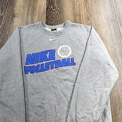 Vintage Nike Sweatshirt Mens M Gray Volleyball Center Swoosh Team Check Sweater • $29.95