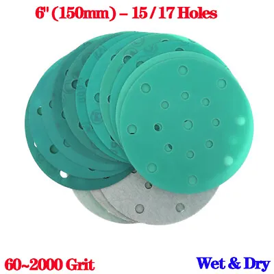 $2.81 • Buy 6 Inch 150mm 15/17 Hole Wet & Dry Sanding Discs Sandpaper Film Pads 60~2000 Grit