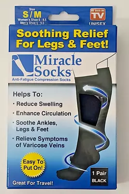 Miracle Socks Anti-Fatigue Compression Socks ~ As Seen On TV® - 1 Pair Black S/M • $9.97