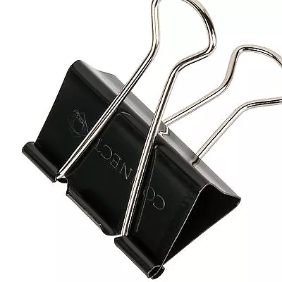 £2.99 • Buy 12 X Large 25mm Black Steel Foldback Office Clips Paper Document Bulldog Metal