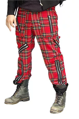 Tiger Of London Mens FB Red Tartan Woolly Zip Pants. Punk Rock • £39.99