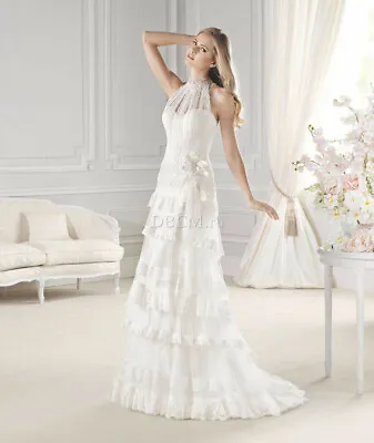 La Sposa Emelina Ivory 0-2 Wedding Dress Princess Lace Illusion Appliques $2095 • $499