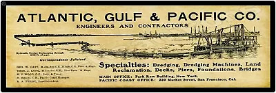 Atlantic Gulf Pacific Dredging Metal Sign 12  X 36  USA STEEL XL Size - 4 Lbs • $88.88