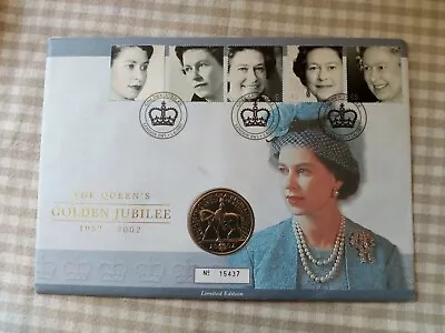 2002 Royal Mint £5 Pound Coin & Royal Mail First Day Cover Golden Jubilee 1952 • £8