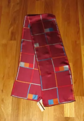 NWT Vintage ECHO Maroon Blue Geometric 100% Silk Oblong Scarf 47  Japan • $18.99