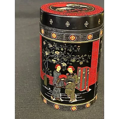 Vtg Grand Tea Hong Kong  Tea Tin W/Lid 4.25  Tall • $19.99