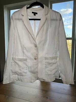 J Crew 100% Linen White Parke Blazer Womens Size 6 Coastal Classic Made India • $44.99