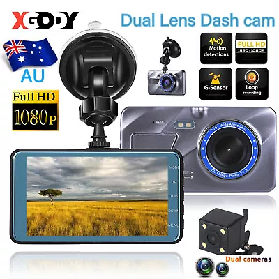 $31.39 • Buy XGODY 4 Inch Dash Cam Recorder Car DVR 1080P Full HD Front And Rear Night Vision