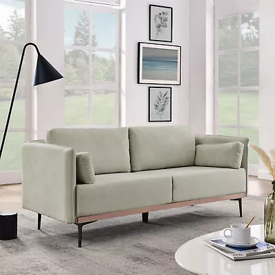 Modern 3 Seater Sofa Couch Linen Upholstered Sofa Couch Living Room Furniture • $449.99