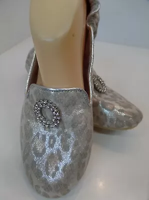 Joan Boyce Animal Print & Bling Flat Loafer Sparkle Material Sz 9.5 Model 262109 • $45