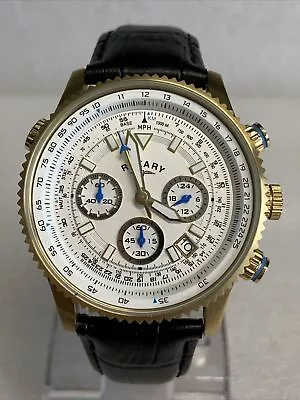 Rotary Men's Black/Gold Dial Chronograph Black Leather Watch. GS03008/04 • £31