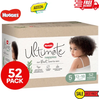 $53.39 • Buy New Huggies Nappies  Ultimate Size 5 Walker 13-18kg Nappies Jumbo 52pk 
