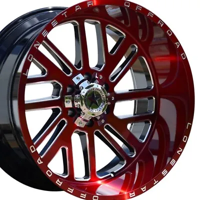 22  Brushed Cherry Red Lonestar Tomahawk Wheels 22x12 6x135 -44 Fits Ford F150 • $1549