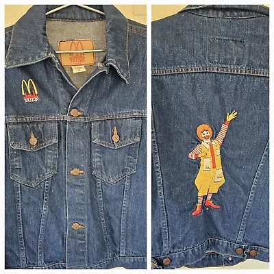 VTG Ronald McDonald's X Triton USA Made Denim Trucker Jacket Rare SZ S / 38 • $74.95