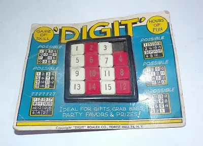 Vintage DIGIT Slide Puzzle Game On Card • $2.99