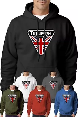 Triumph Hoodie Motorcycle Biker Motorbike Hoody Bike Union Jack Flag • £31.50