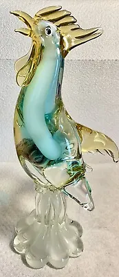 Blown Glass Murano Figurine Art Glass 12” Tall Crowing Rooster. Beautiful. • $62.50
