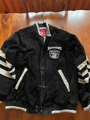 Oakland Raiders Jacket Super Bowl Champs Suede Leather Coat Mens L NFL • $60