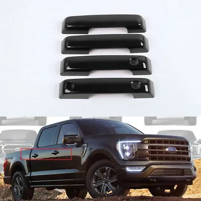 $24.99 • Buy For 2021-2024 Ford F150 GLOSS BLACK Door Handle Covers F-150 (W/ Smartkey Hole)