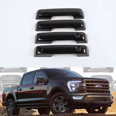 $24.99 • Buy For 2021-2024 Ford F150 GLOSS BLACK Door Handle Covers F-150 (W/ Smartkey Hole)