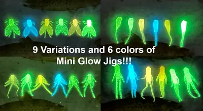 Glow Mini Multi-Packs-90-120 Jigs Per Set-Soft Plastic Ice Fishing Panfish Jigs • $9.99