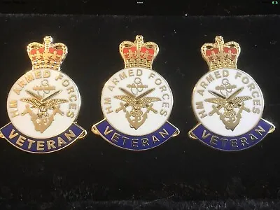 3 X Veterans Badges  Armed Forces Military Pin RAF Royal Navy Army • £9.95