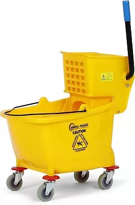 Simpli-Magic 79358 Commercial Mop Bucket With Side Press Wringer 26 Quart Yellow • $54.60