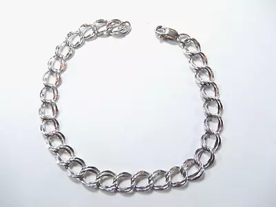 *VINTAGE** Sterling Silver Double Link Charm Bracelet - 7  • $29.99