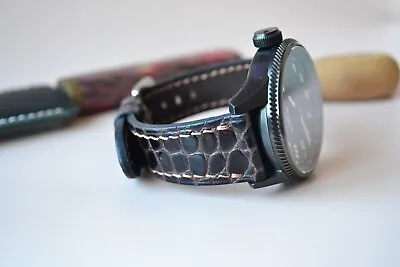 Handmade Genuine Leather Watch Band  Watch Strap Wristwatch Band Croco Designe • £56.89