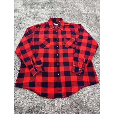 Vintage Sears Shirt Mens Store XLT XL Tall Red Buffalo Plaid Lumberjack Flannel • $25