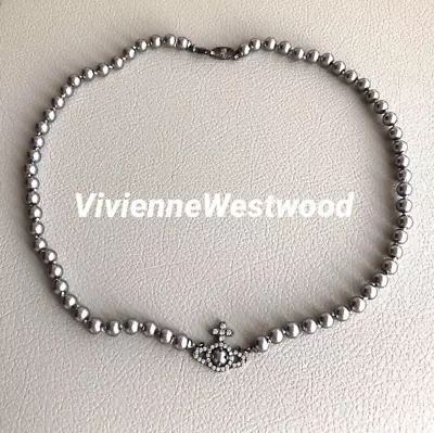 Vivienne Westwood OLYMPIA PEARL Necklace Pearl Gray Silver 50cm Outlet Authentic • $96.99