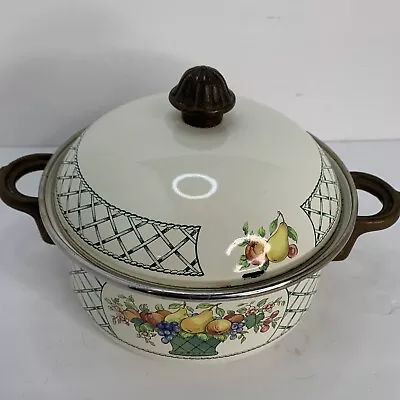 2.5 Quart Pot   & Lid Cookware Villeroy & Boch “BASKET” Pattern Porcelain Enamel • $35.99