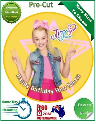 Jojo Siwa Icing Edible Birthday Party Cake Decoration Topper Round Image • $12.50