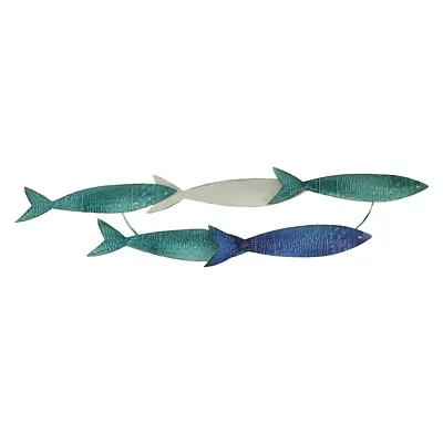 Zeckos Coastal Blue Metal School Of Fish Wall Sculpture • $36.99