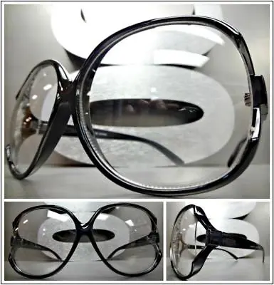 $13.99 • Buy OVERSIZED VINTAGE RETRO Style Clear Lens EYE GLASSES Jumbo Black Fashion Frame