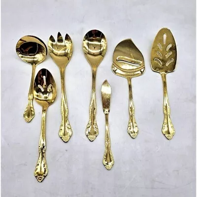 Estia Korea Gold Plated Flatware GOLDEN CASCADE Pattern 7 Serveware Pieces • $29