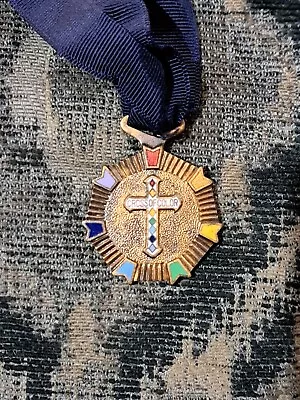 Vintage Masonic Cross Of Color Award Order Enamel Medal Rainbow For Girls • $15.95