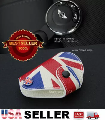 Red Union Jack Leather Holder Case Chain Cover For 08-13 Cooper Remote Key Fob • $13.50