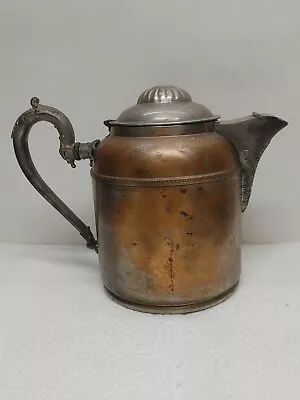 Antique Manning & Bowman #1345 Meriden Conn Copper Mix Metal Coffee Tea Pot A18  • $39.95