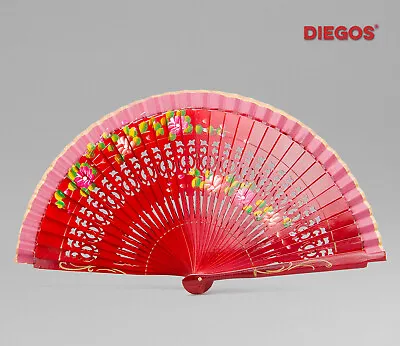 Hand Painted Spanish Abanico Hand Fan Made In Valencia Flower Flamenco Painting • $28