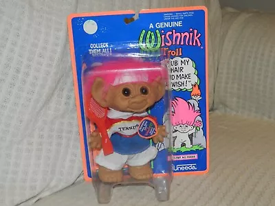 Vintage 1992 Uneeda Wishnik Troll 8  Large Tennis Pro Pink Hair NEW • $67.74