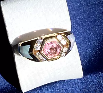 Ring 14k Diamond Opal Pink Tourmaline Designer Kabana • $1900