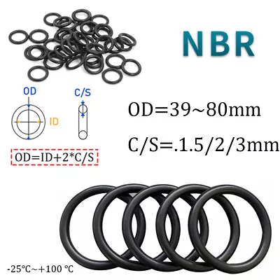 £3.13 • Buy Metric O Ring Nitrile Rubber O-ring NBR Seal O-rings OD=39mm~80mm C/S=1.5/2 /3mm