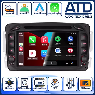 Android Auto Radio For Mercedes C-Class W203 CLK W209 CarPlay GPS Sat Nav Stereo • £349.99