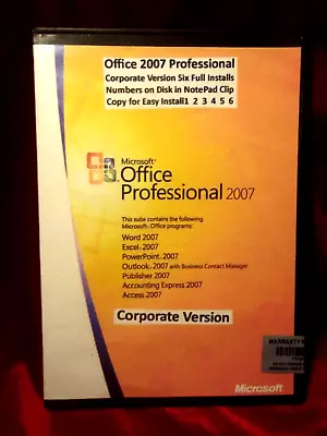 Microsoft Office 2007 Professional : SIX 6 INSTALLS!! (6) PCs/Laptops • $25