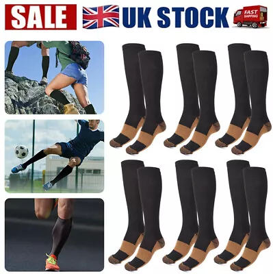 5Pair Medical Copper Compression Socks For Women&Men 20-30mmhg Knee High Sock • £3.85