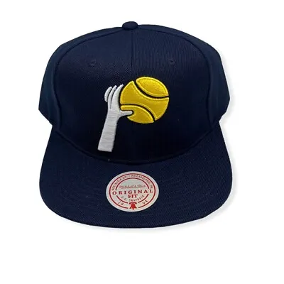 Mitchell & Ness Indiana Pacers Logo Remix HWC Navy Adjustable Snapback Hat Cap • $34.99