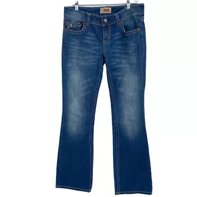 MEK Jeans Chicago Bootcut Distressed Medium Wash Stretch Denim Women's Size 28 • $31.95