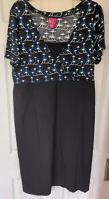 Magi-sculpt Black Blue White Fitted Bodysculpt Dress Office Formal Smart Size 14 • £6